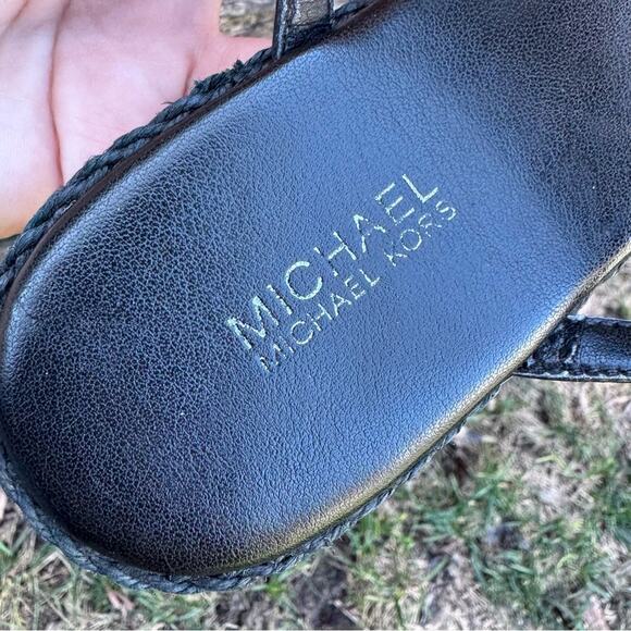 MICHAEL Michael Kors Darci Flat Sandals Black Leather Size 6 M - Picture 5 of 9